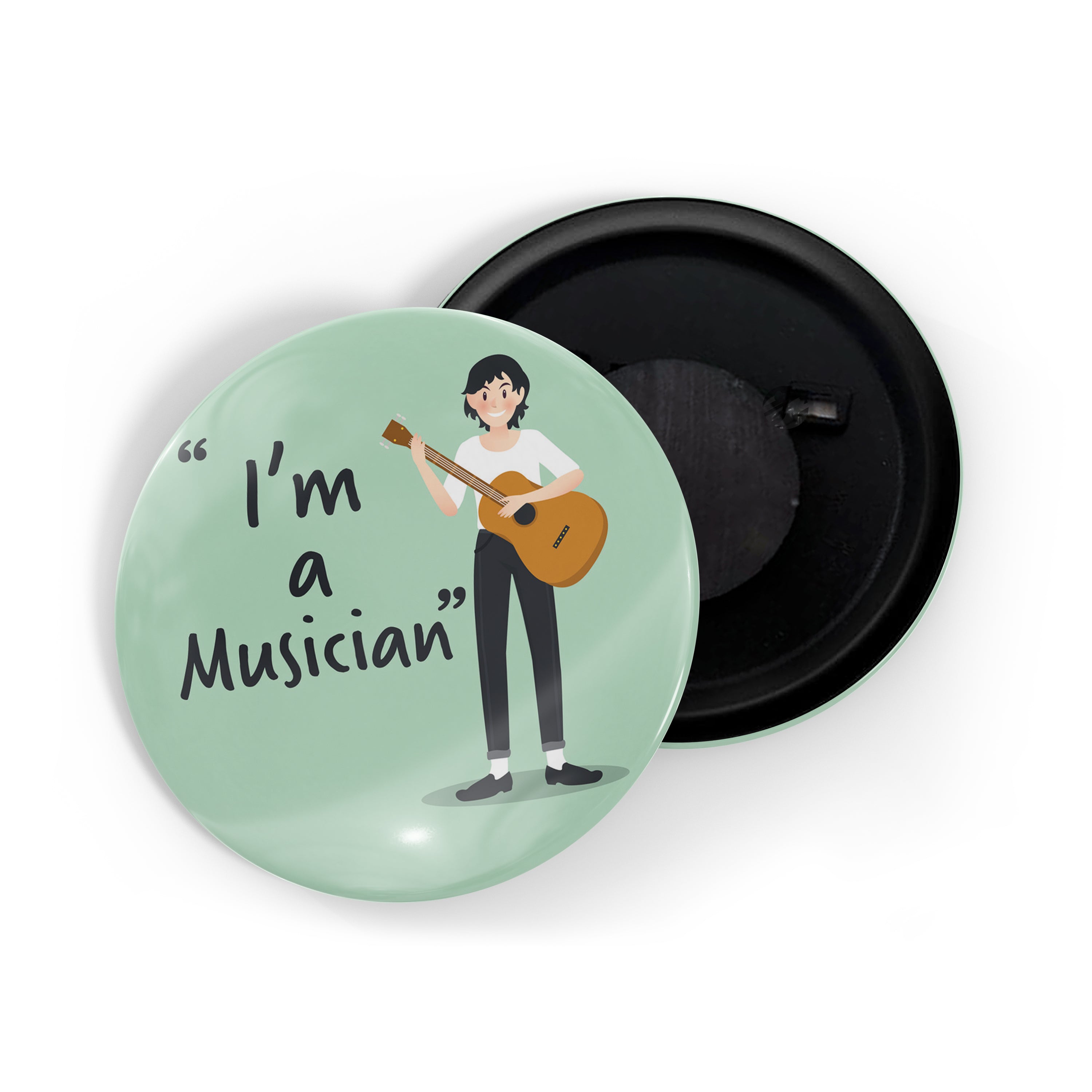 dhcrafts Round Fridge Magnet Green Color Profession I'm A Musician Glossy Finish Design Pack of 1 (58 mm)